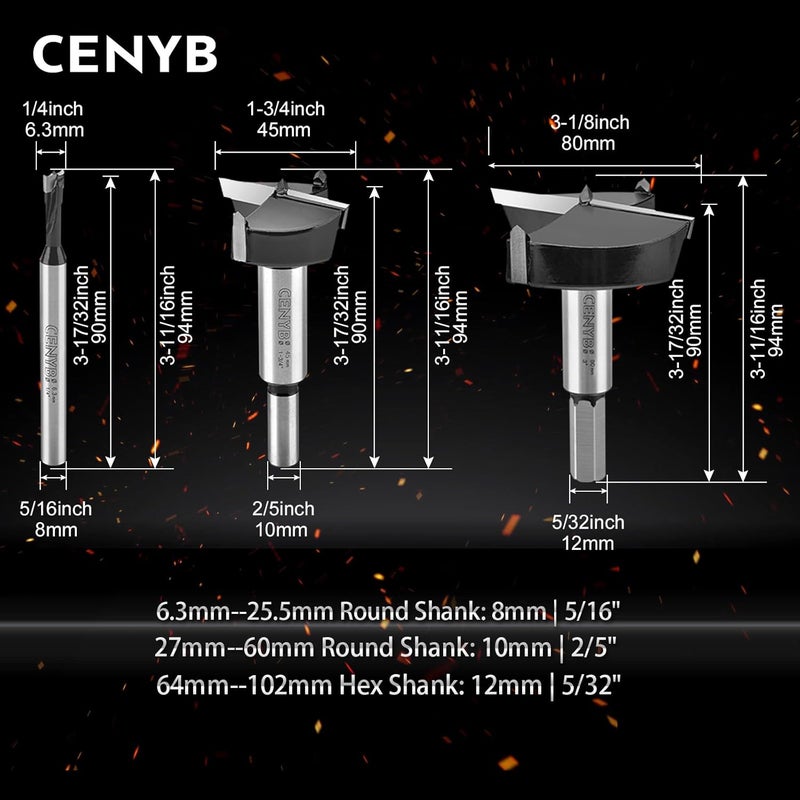 cenyb 29mm | 1-1/8inch Carbide Forstner bit, 2.0mm Thickness of YG8 Carbide, Woodworking Hinge Cutter Tool Kits for Wood, Plywood and Plastic by - Image 4